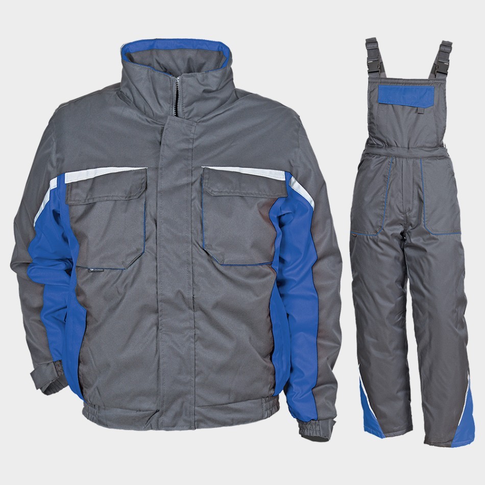tbps-1006-3180 Ватиран комплект яке и полугащеризон KASTOR сиво и синьо - Image 1