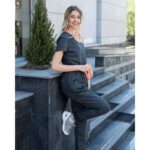 Медицински панталон с ластик сив меланж - Image 3