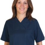 Дамски медицински комплект с къс ръкав /т.син/