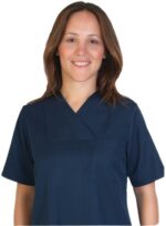 Дамски медицински комплект с къс ръкав /т.син/