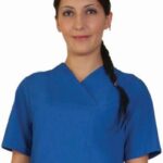 Дамски медицински комплект с къс ръкав /син/