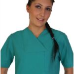 Дамски медицински комплект с къс ръкав /зелен/