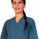 Дамски медицински комплект с къс ръкав /графит/