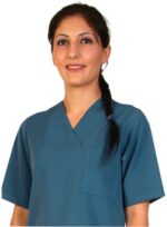 Дамски медицински комплект с къс ръкав /графит/