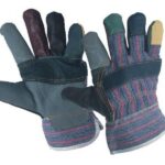 Работни ръкавици от разноцветна лицева кожа и плат ROBIN