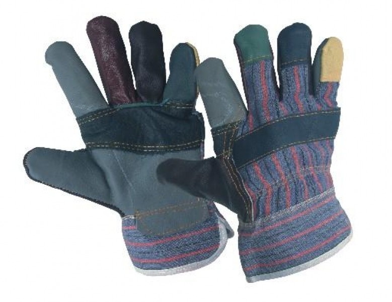 tbps-457-601-1 Работни ръкавици от разноцветна лицева кожа и плат ROBIN - Image 1