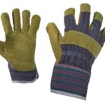 Работни ръкавици от цепена телешка кожа и плат TERN