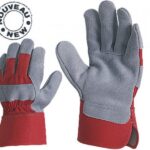 Работни ръкавици от велур и плат 28076